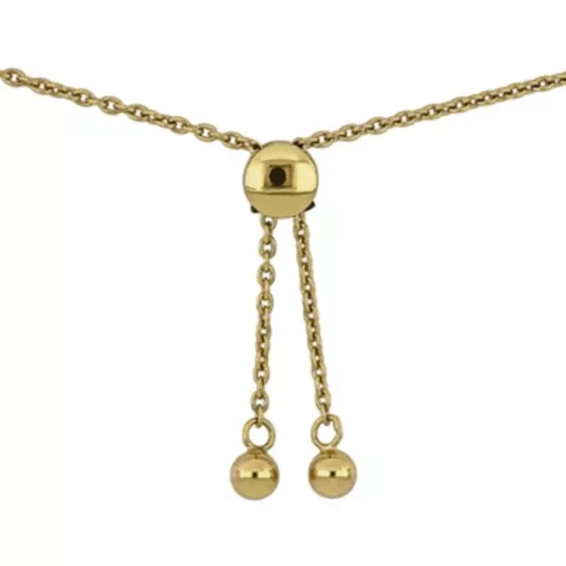 Lab Created 2-Piece Set of Multi-Gem Multi Charm Necklace & Bolo Bracelet in Yellow Plated Sterling Silver - 18 in + 2 ext. | 5-10 in