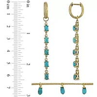 2-Piece Set of Composite Light Blue Turquoise & Created White Sapphire Station Necklace & Earrings in Yellow Plated Sterling Silver - 18 in + 2 ext.