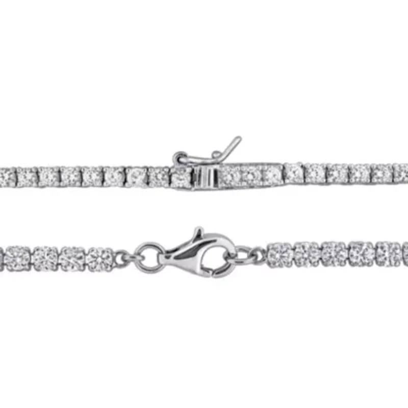 Lab Created 2-Piece Set of Multi-Created Gemstone Station Necklace & Bracelet in Sterling Silver - 17 in + 7.25 in