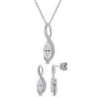 Lab Created 2-Piece Set of Created White Moissanite Wave Pendant with Chain & Earrings in Sterling Silver - 18 in