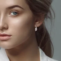 Lab Created 2-Piece Set of Created White Moissanite Wave Pendant with Chain & Earrings in Sterling Silver - 18 in