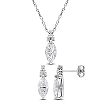 Lab Created 2-Piece Set of Created White Moissanite Pendant with Chain & Earrings in Sterling Silver - 17 in