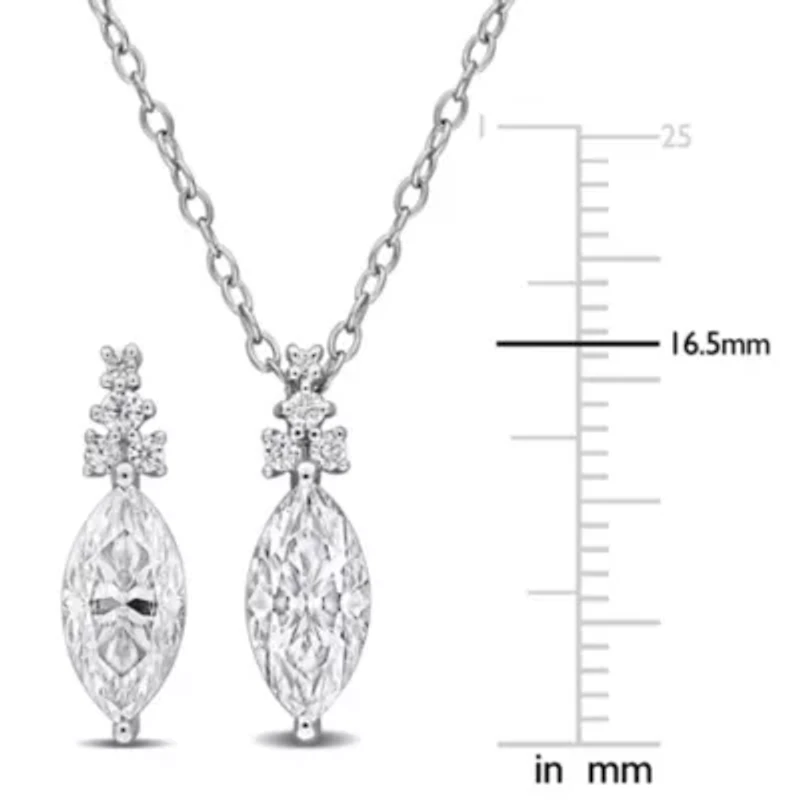Lab Created 2-Piece Set of Created White Moissanite Pendant with Chain & Earrings in Sterling Silver - 17 in