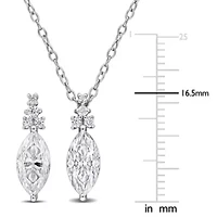 Lab Created 2-Piece Set of Created White Moissanite Pendant with Chain & Earrings in Sterling Silver - 17 in