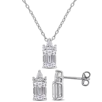 Lab Created 2-Piece Set of Created White Moissanite Pendant with Chain & Earrings in Sterling Silver - 17 in