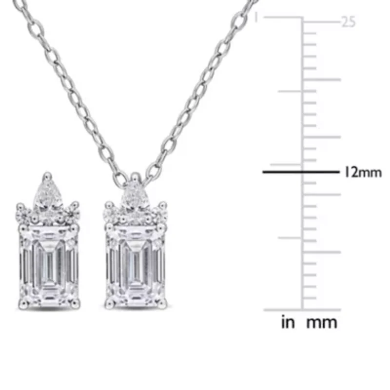 Lab Created 2-Piece Set of Created White Moissanite Pendant with Chain & Earrings in Sterling Silver - 17 in