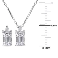 Lab Created 2-Piece Set of Created White Moissanite Pendant with Chain & Earrings in Sterling Silver - 17 in