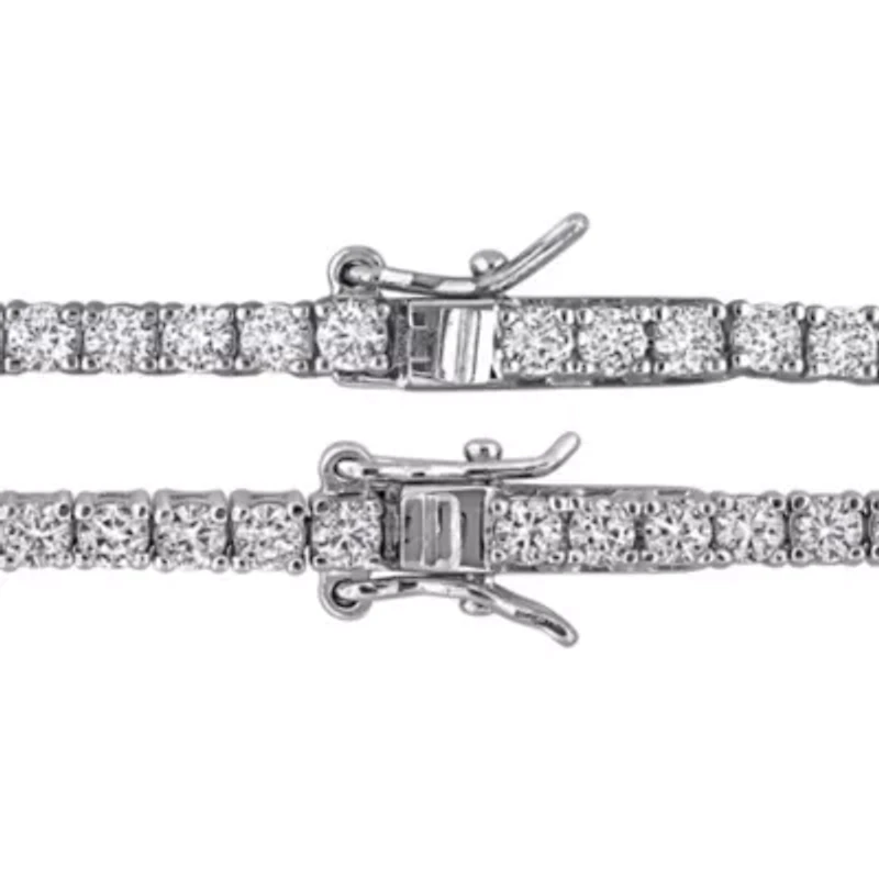 Lab Created 2-Piece Set of Created Blue & White Sapphire Bracelet & Necklace in Sterling Silver - 7.25 in + 17 in