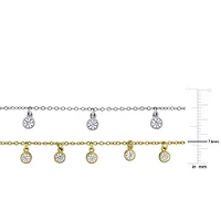 Lab Created 2-Piece Set of Created White Sapphire Station Necklace in Two-Tone Sterling Silver - 16 in + 2 ext.