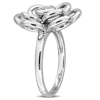 3-Piece Set of Diamond Flower Earrings Ring & Pendant with Chain Sterling Silver - 18