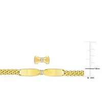 2-Piece Set of Diamond Curb Link Bow Earrings & Bracelet in Yellow Plated Sterling Silver - 7.5 in