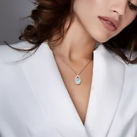 2-Piece Set of Sky Blue Topaz & White Topaz Earrings & Pendant with Chain in Sterling Silver - 18 in