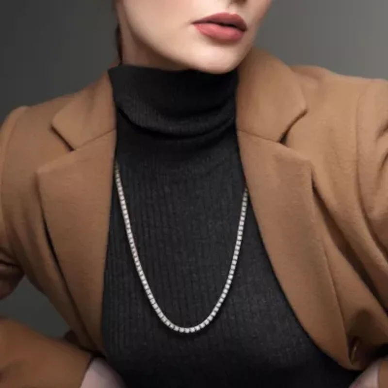 Lab Grown Diamond Necklace in Sterling Silver - 22"