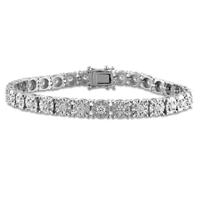 Lab Grown Diamond Bracelet in Sterling Silver - 7"