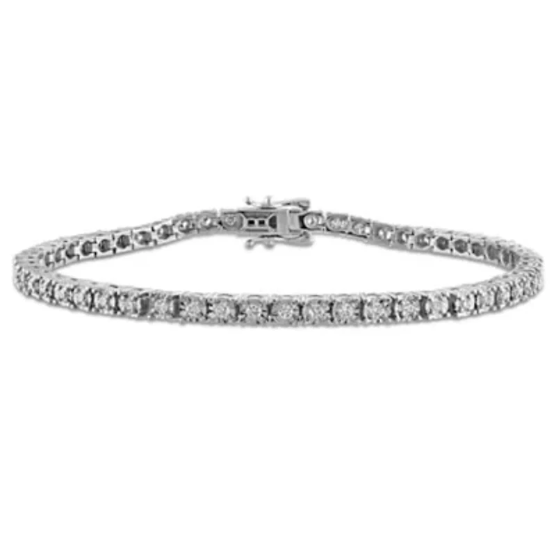 Lab Grown Diamond Tennis Bracelet in Sterling Silver - 7"