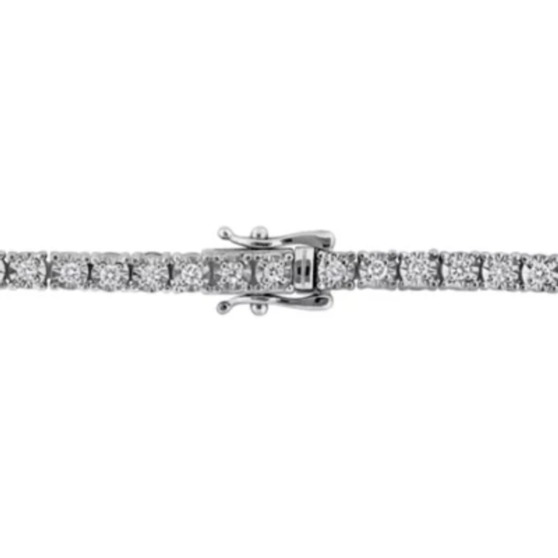 Lab Grown Diamond Tennis Bracelet in Sterling Silver - 7"