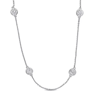 Lab Created Lab Grown Diamond Necklace in 14k White Gold, 32 "