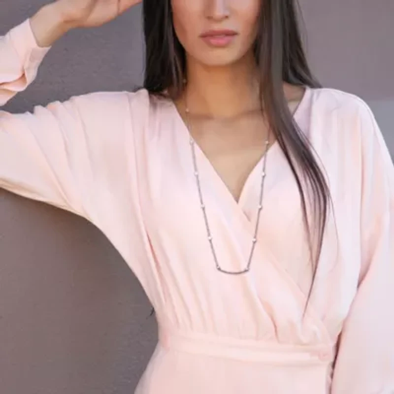 Lab Created Lab Grown Diamond Necklace in 14k White Gold, 32 "