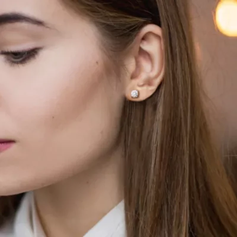 Lab Created Lab Grown Diamond Stud Earrings in 14k White Gold