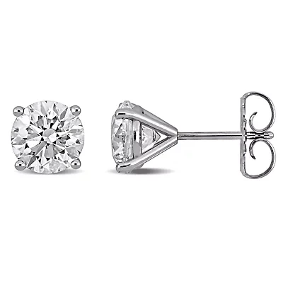 Lab Created Lab Grown Diamond Stud Earrings Platinum White