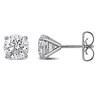 Lab Created Lab Grown Diamond Stud Earrings Platinum White