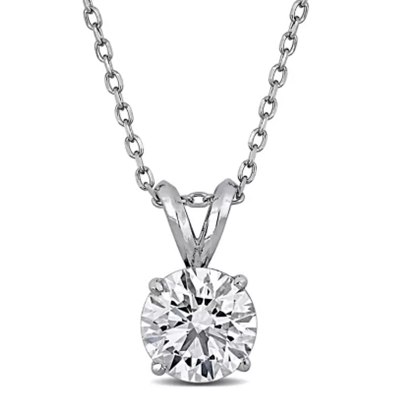 Lab Created Lab Grown Diamond Solitaire Pendant With Chain in Platinum