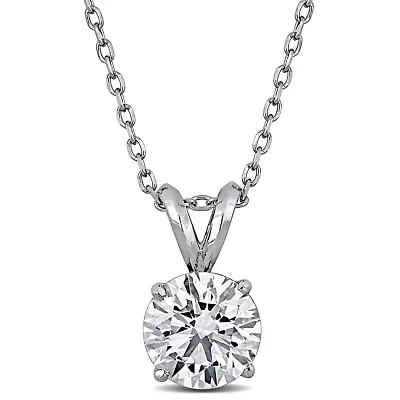 Lab Created Lab Grown Diamond Solitaire Pendant With Chain in Platinum