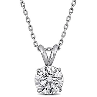 Lab Created Lab Grown Diamond Solitaire Pendant With Chain in Platinum