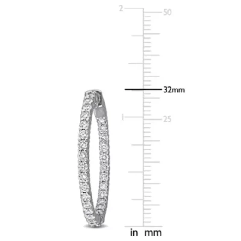 Lab Created Lab Grown Diamond Hoop Earrings in 14k White Gold