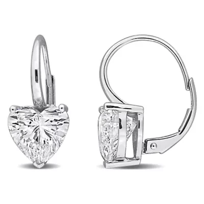 Lab Created Lab Grown Diamond LeverBack Earrings in 14k White Gold