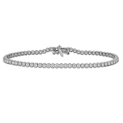 Lab Created Lab Grown Diamond Tennis Bracelet in 14k White Gold, 7 "