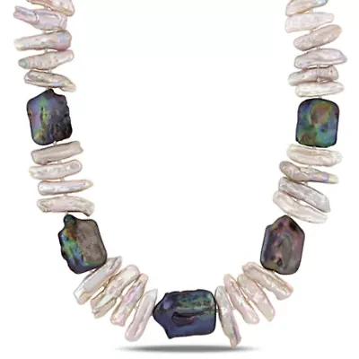 17.5-18mm Multicolor Freshwater Cultured Pearl in Sterling Silver- 18 in