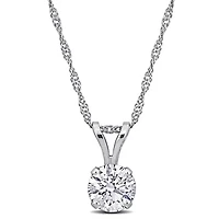 Lab-Grown Diamond Solitaire Pendant with Chain in 14k White Gold