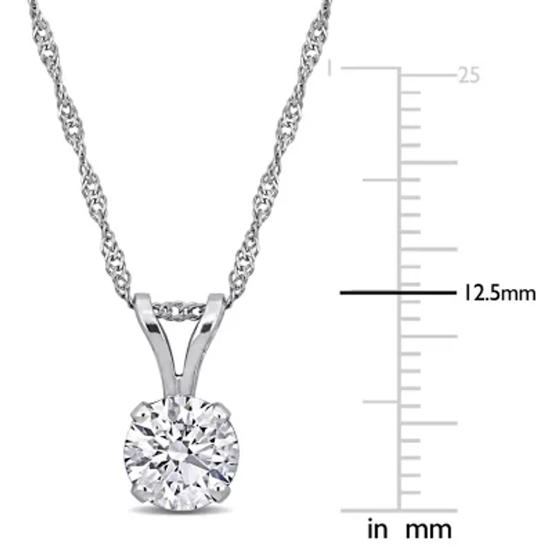 Lab-Grown Diamond Solitaire Pendant with Chain in 14k White Gold