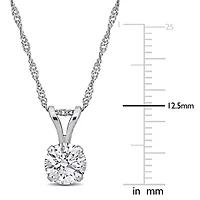 Lab-Grown Diamond Solitaire Pendant with Chain in 14k White Gold