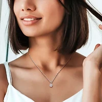 Lab-Grown Diamond Solitaire Pendant with Chain in 14k White Gold