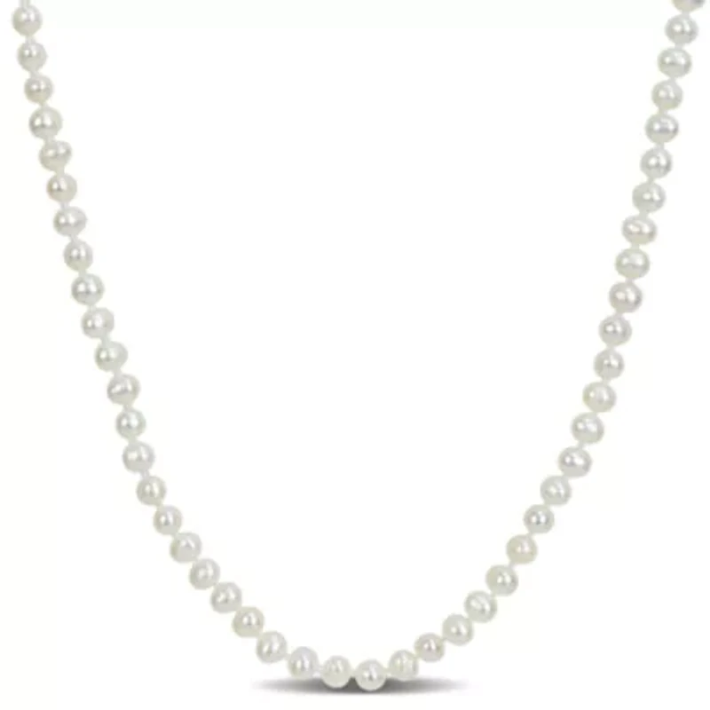 3-4mm Freshwater Cultured Pearl Necklace in 14k Yellow Gold- 16 in