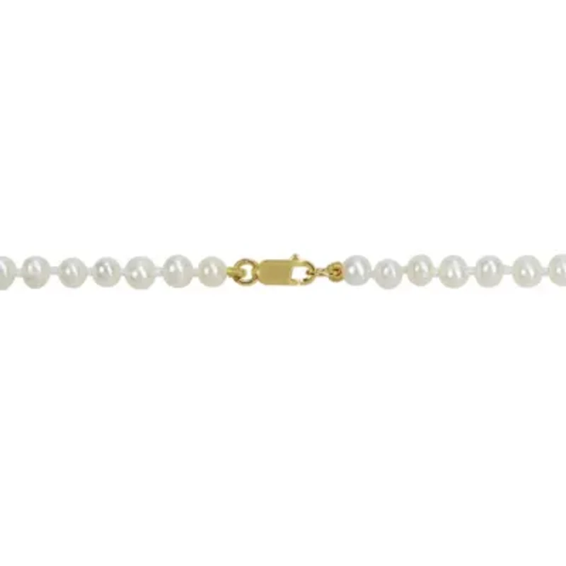3-4mm Freshwater Cultured Pearl Necklace in 14k Yellow Gold- 16 in
