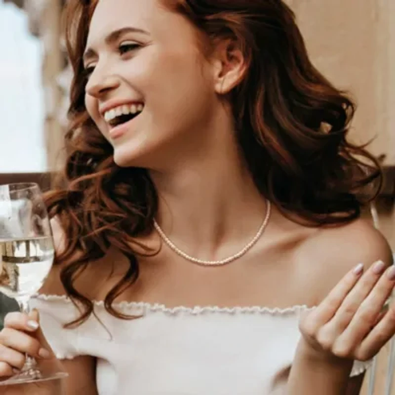 3-4mm Freshwater Cultured Pearl Necklace in 14k Yellow Gold- 16 in