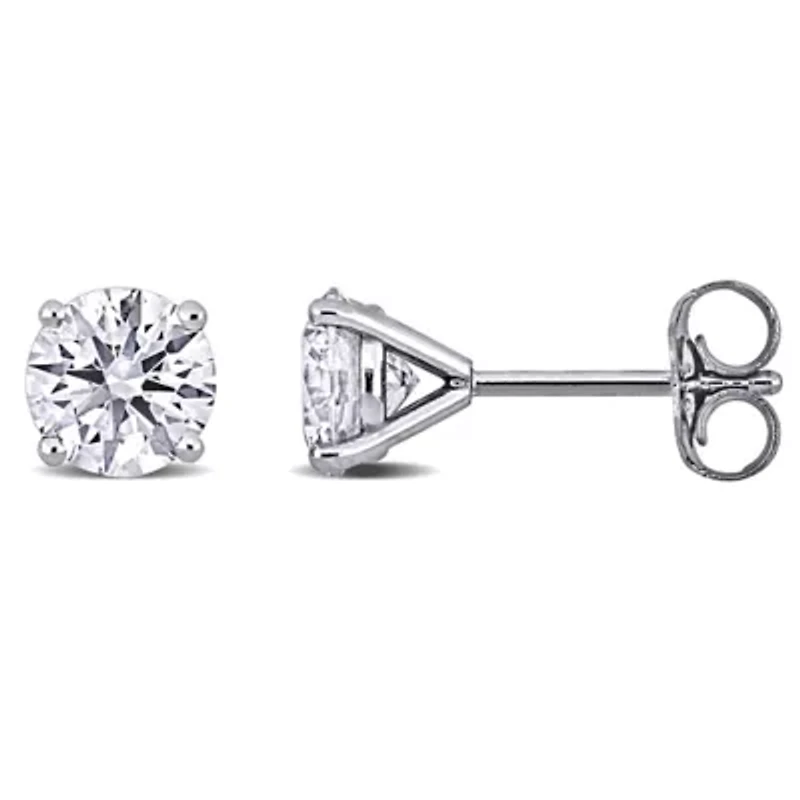 Lab-Grown Diamond Martini Style Solitaire Earrings in 14k White Gold