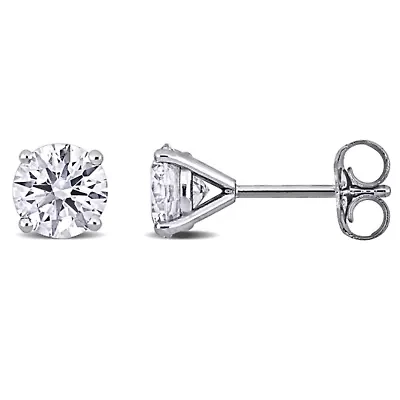 Lab-Grown Diamond Martini Style Solitaire Earrings in 14k White Gold