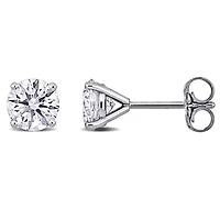 Lab-Grown Diamond Martini Style Solitaire Earrings in 14k White Gold