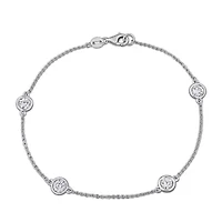 Lab-Grown Diamond 4-Stone Station Bracelet in 14k White Gold - 7.25 in