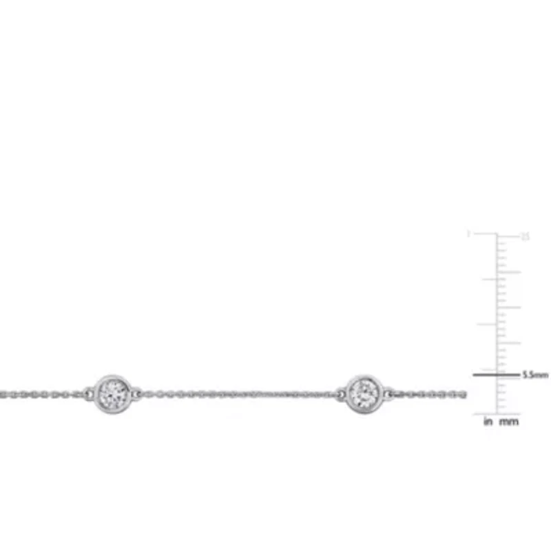 Lab-Grown Diamond 4-Stone Station Bracelet in 14k White Gold - 7.25 in