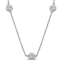 Lab-Grown Diamond Station Necklace in 14k White Gold - 16 in + 2 ext.