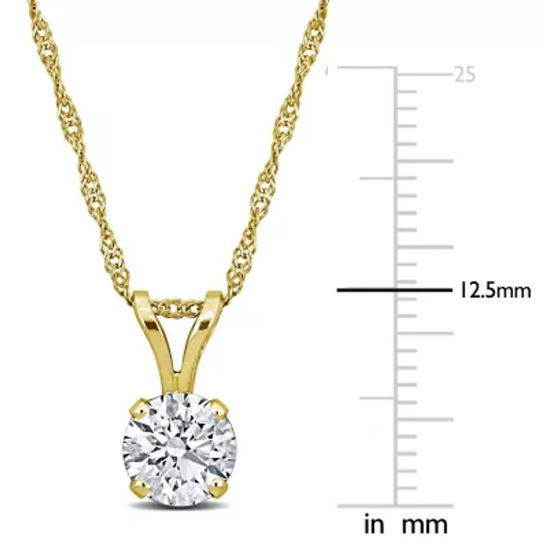 Lab Grown Diamond Solitaire Pendant With Chain in 14k Yellow Gold- in