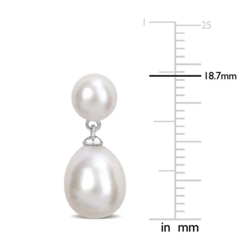 8-8.5mm Freshwater Cultured Pearl Drop Earrings in Sterling Silver