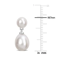 8-8.5mm Freshwater Cultured Pearl Drop Earrings in Sterling Silver