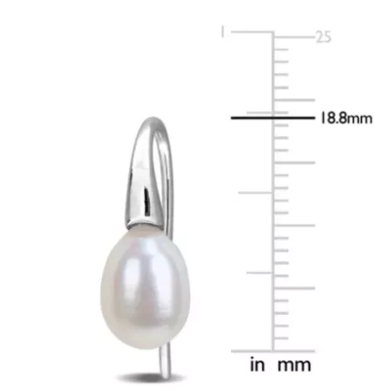 6-7mm Freshwater Cultured Pearl Curved Shepherd Hook Earrings in Sterling Silver