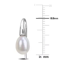 6-7mm Freshwater Cultured Pearl Curved Shepherd Hook Earrings in Sterling Silver